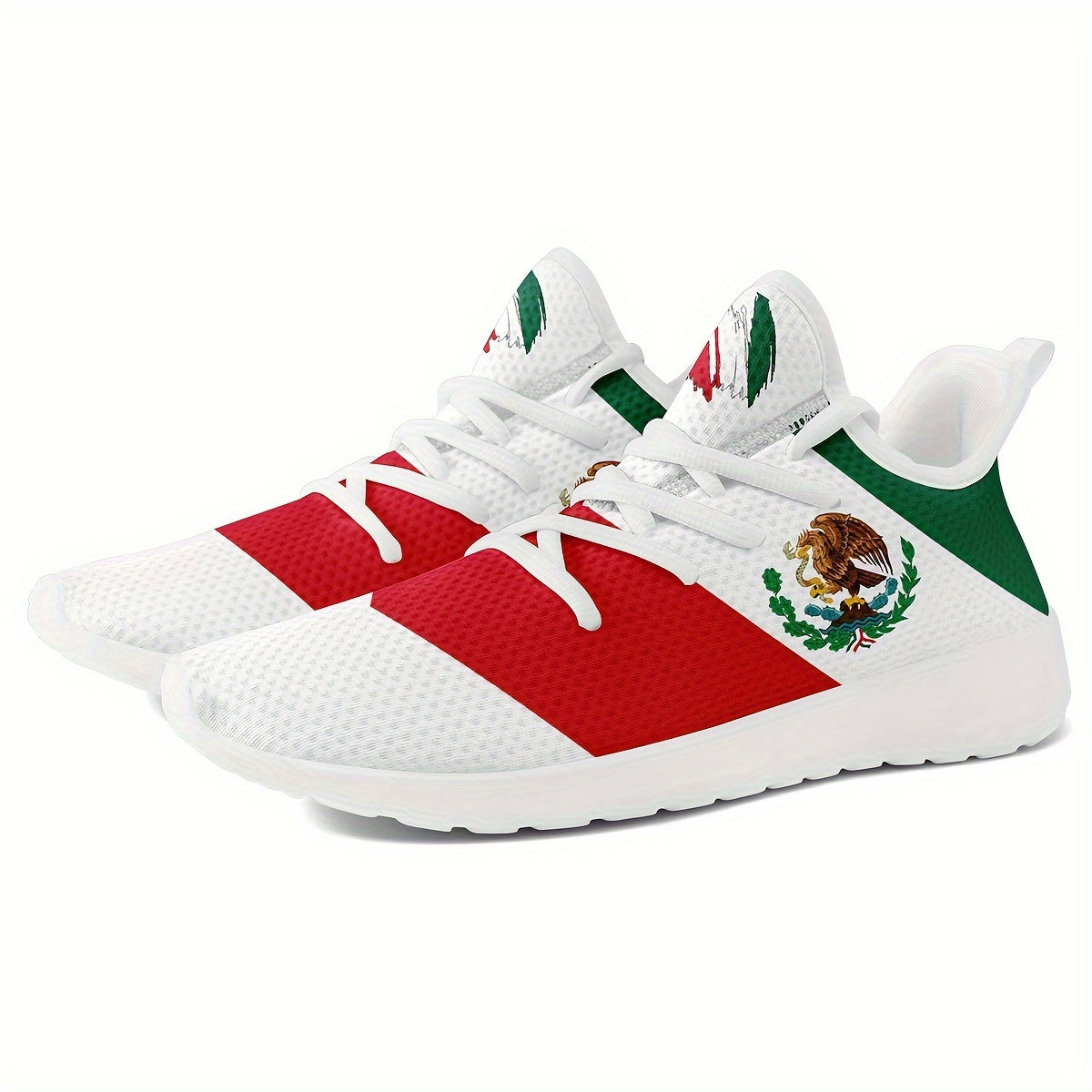 Trendy Mexico Pattern Sneakers - Plus Size Men's Breathable Soft Sole Shoes